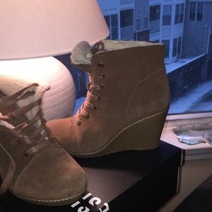 Authentic suede wedge booties